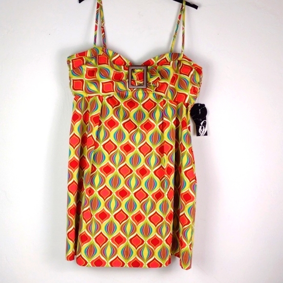 Nine West High Style Colorful Fall Party Cami Dress NWT  SZ 16 - Picture 8 of 16